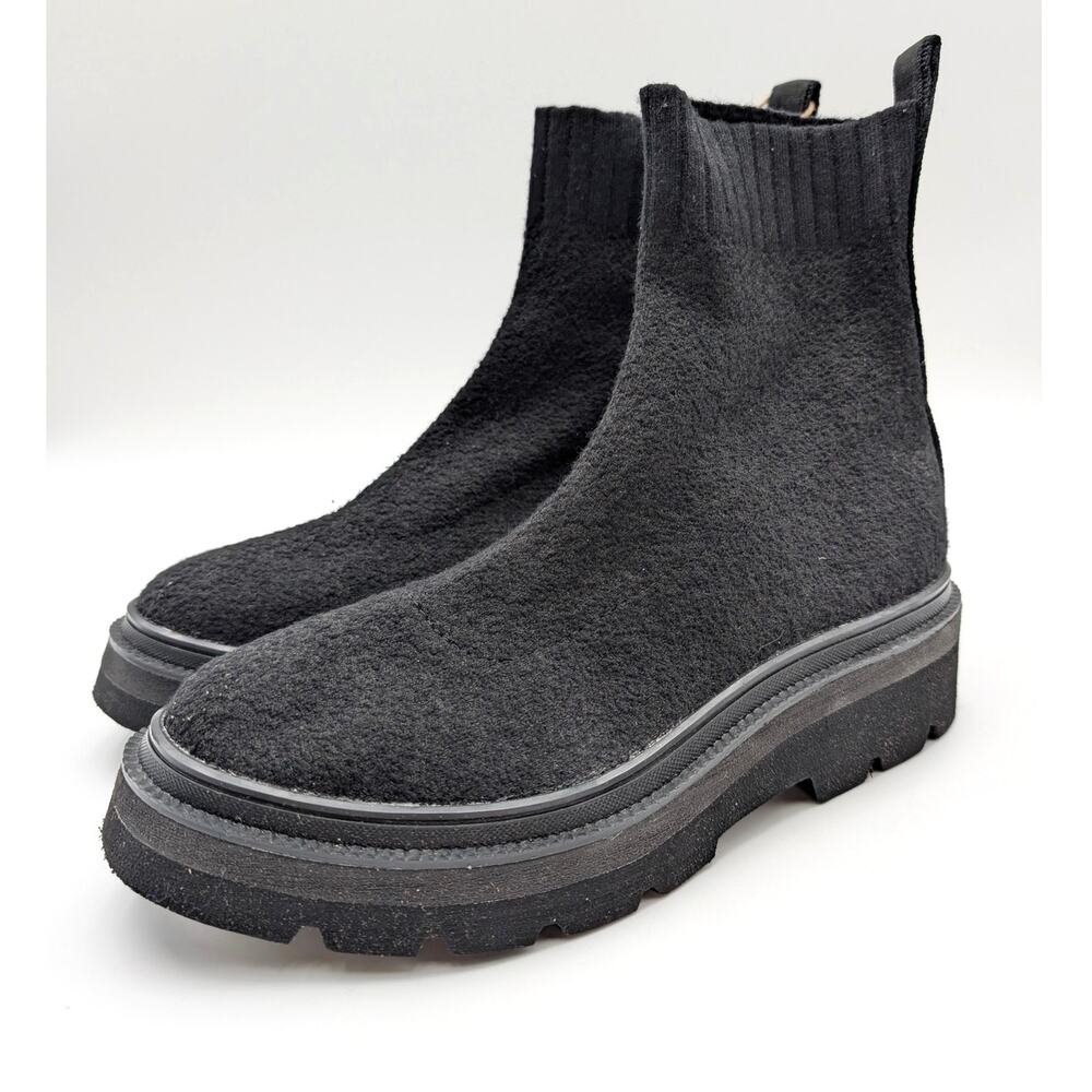 Sofft Provea Pull-On Knit Ankle Boots Round Toe Women's Black Size US8M EU39